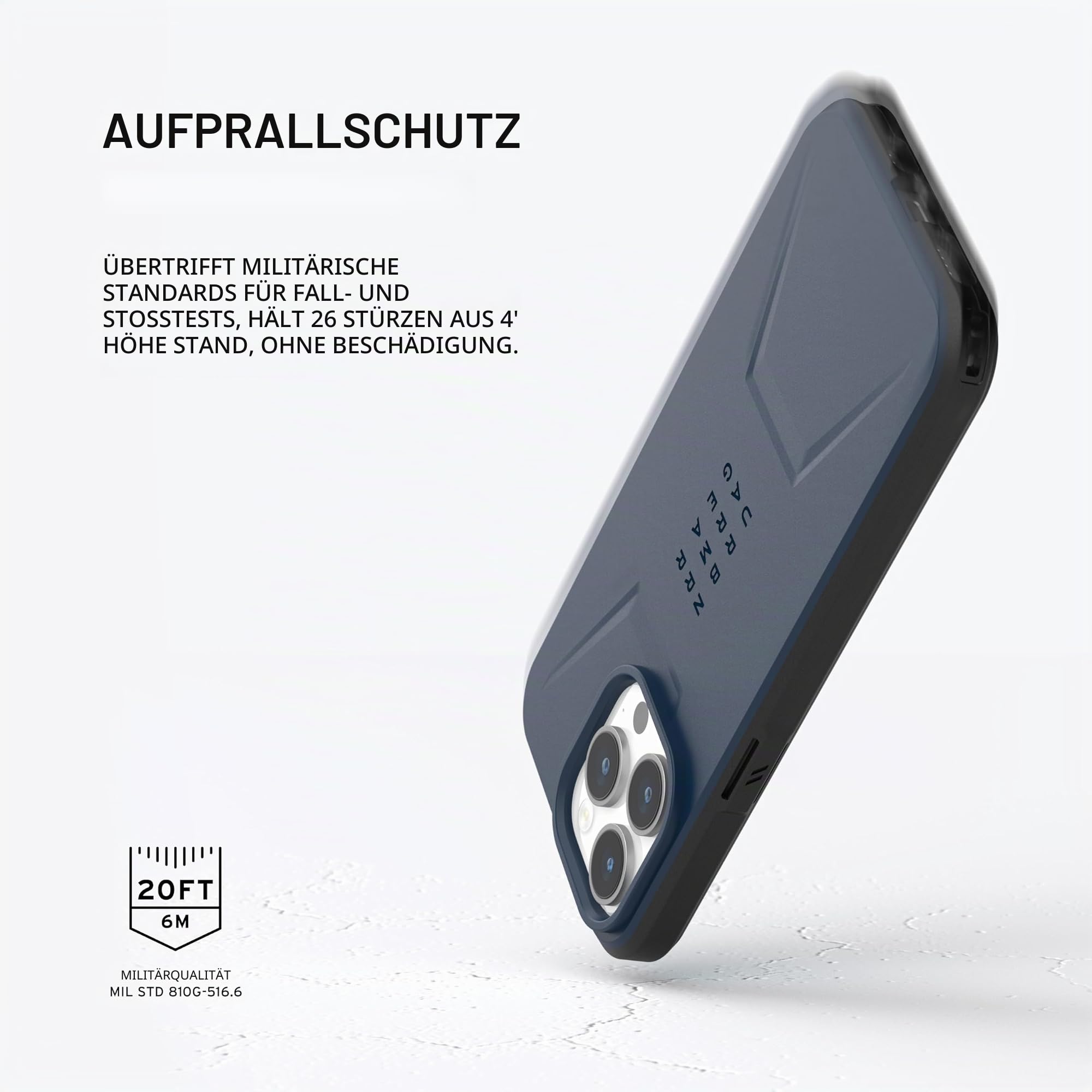 URBAN ARMOR GEAR Civilian Case kompatibel mit Apple iPhone 15 Pro Max Hülle [Wireless Charging/Magnetische Aufladung kompatibel, Sturzfeste Handyhülle, Erhöhter Rand] Mallard (blau)