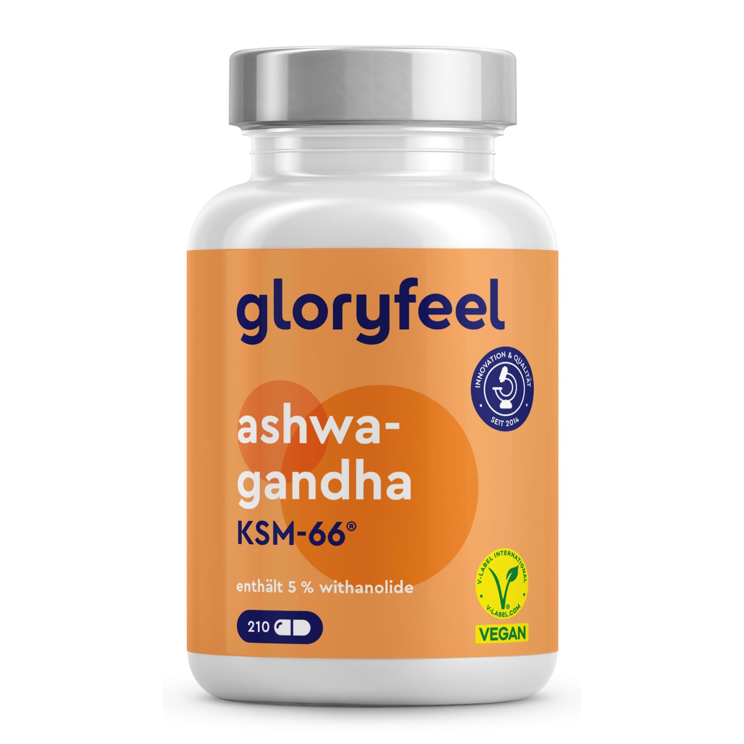 Ashwagandha KSM-66® - 210 Kapseln - 7.200mg reines Ashwagandha aus 600mg Extrakt (12:1) pro Tag - Vegan, laborgeprüft, ohne Zusätze in Deutschland hergestellt