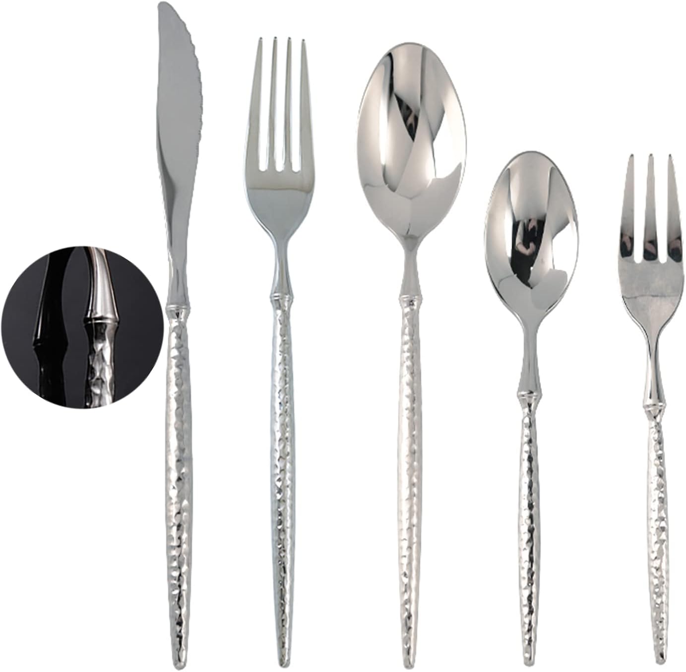 Thomaso Hammered Unique Flatware Sets for 4, 20Piece1810