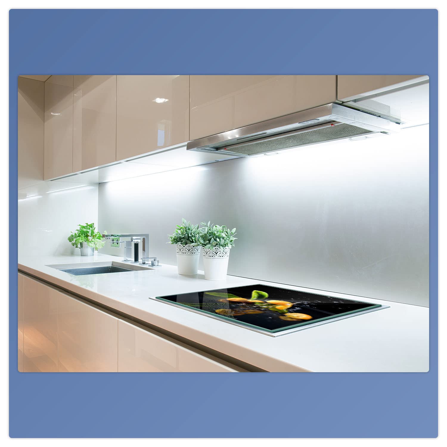 decorwelt Herdabdeckplatte Abdeckung Ceranfeld Abdeckplatte Schneidebrett 1-Teilig 60x52 Früchte Schwarz Spritzschutz Glasplatte Ceranfeldabdeckung Schutz Herdschutz Sicherheitsglas Glasschneidebrett