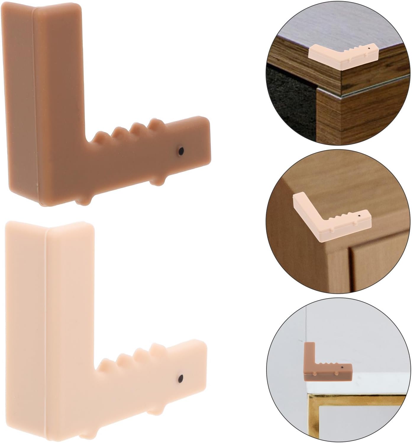 4pcs Silicone Cartoon Crocodile Furniture Bumpers Corner Protectors Safety Edge Guards Soft Anti-Collision Cushions for Tables, Beige and Coffee