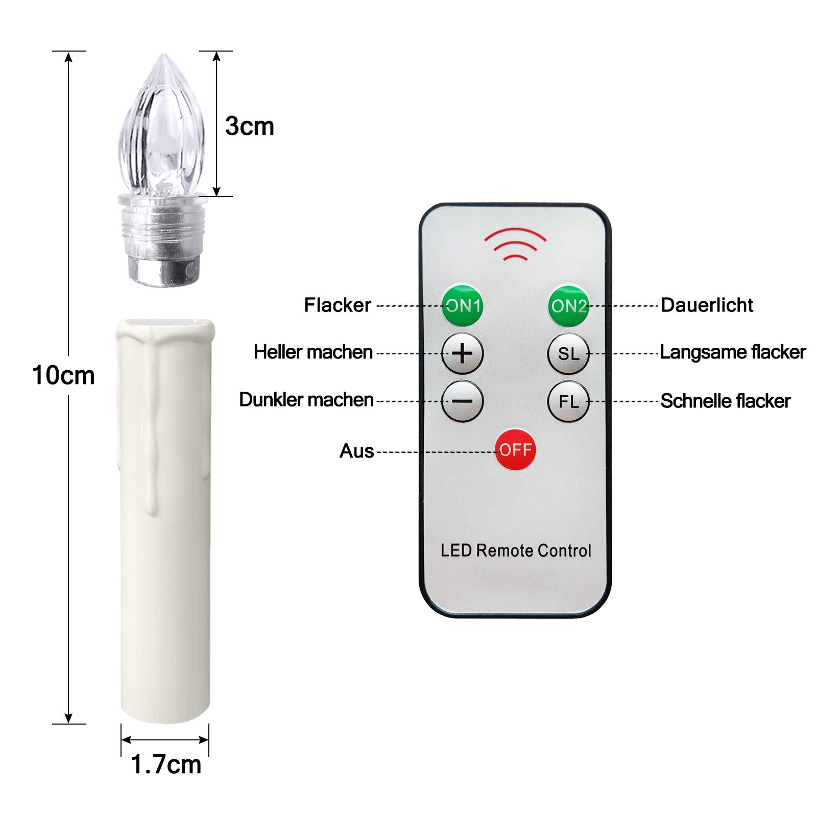 LARS360 50 velas LED de color blanco cálido, sin cables, con mando a distancia y pilas AA, sin llama, cadena de luces para árbol de Navidad, decoración de Navidad, vacaciones