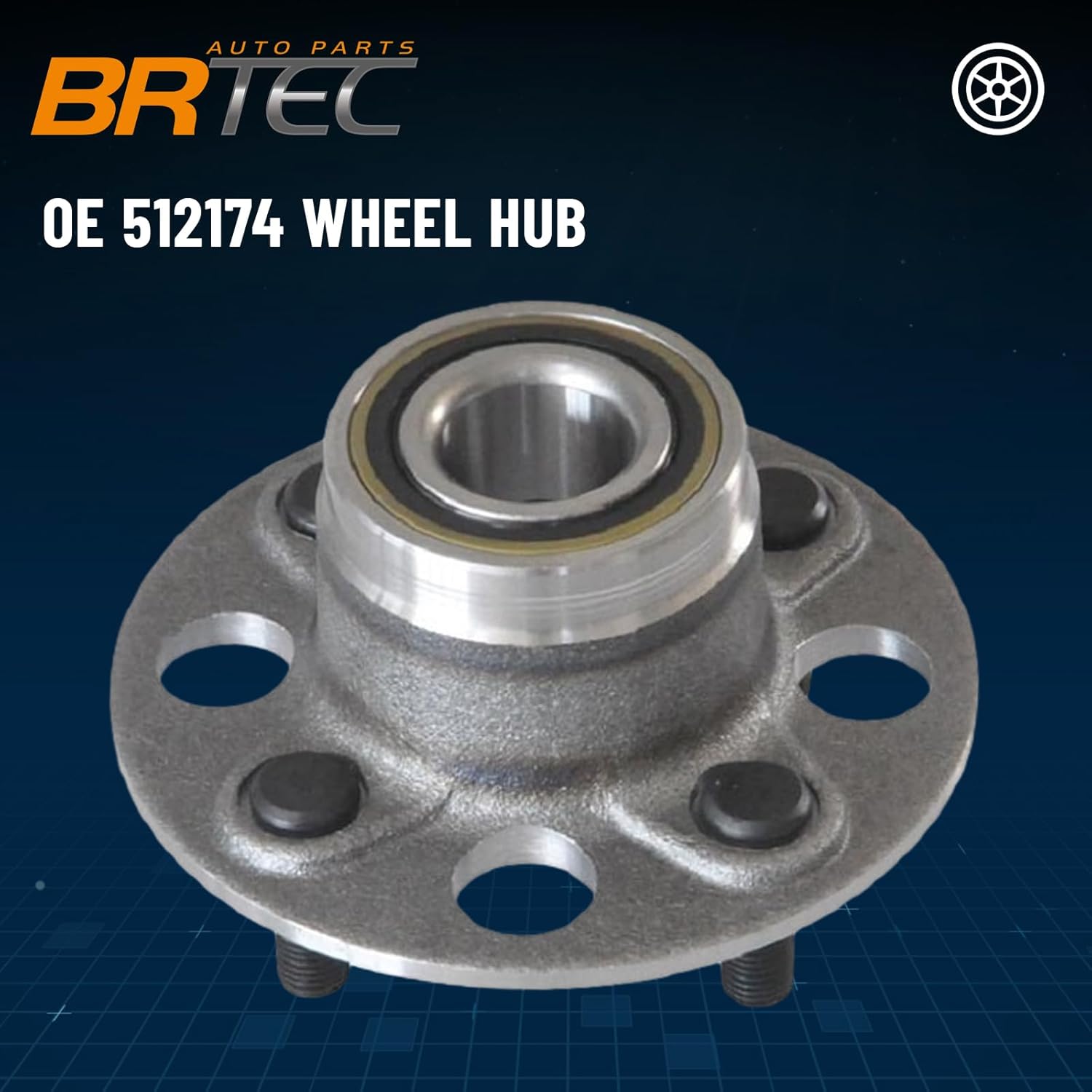 512174 2 Pack Rear Left and Right Wheel Hub and Bearing Assembly for Honda Civic 2001 2002 2003 2004 2005 4 Lug Pair