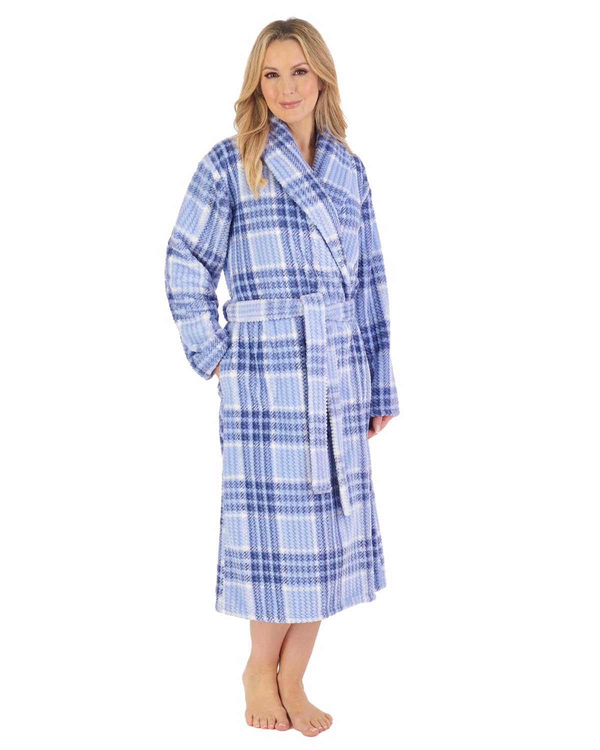 Slenderella Waffle Wrap Robe HC06332 Blue Medium
