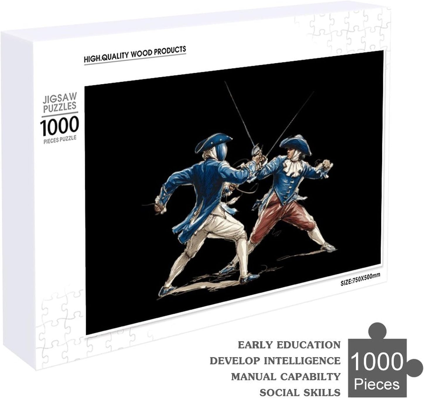 France Fencing Puzzles for Adults 1000 PCS Wooden Jigsaw Puzzle Wall Decor Christmas