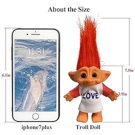 Vintage Troll Dolls Chromatic Adorable for Collections, School Project, Arts and Crafts, Party Favors - 7.5 Tall Orange Hair (Include The Length of Hair)