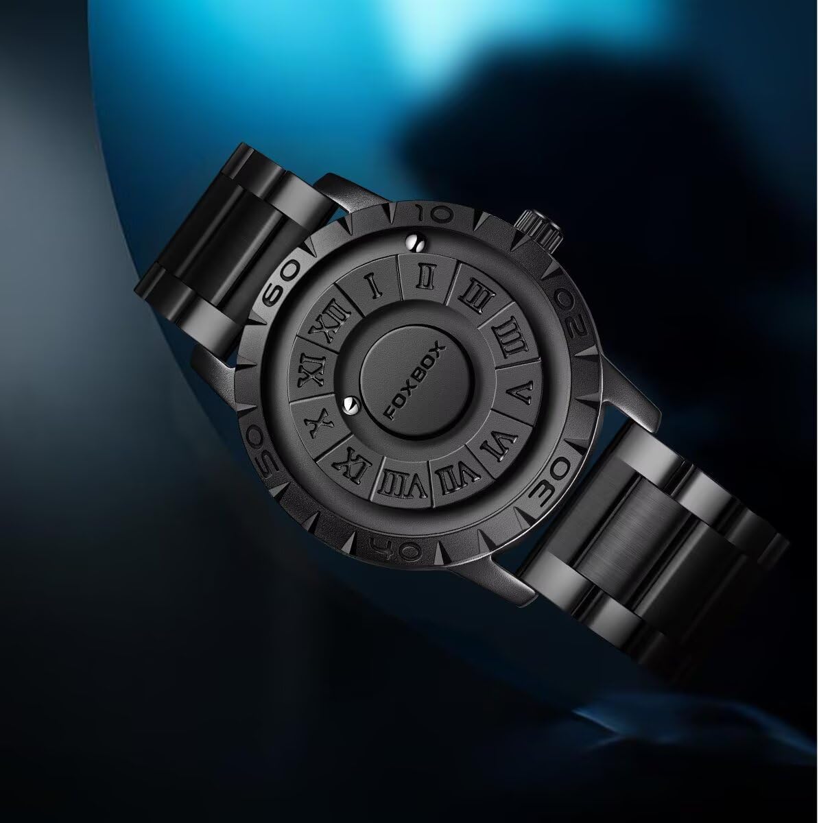 Magnetic Bead Men's Watch,Creative Magnetic Floating Ball Pointer Quartz Analog Watches for Men, Roman Numeral Dial,Waterproof Leather Strap Mens Watches