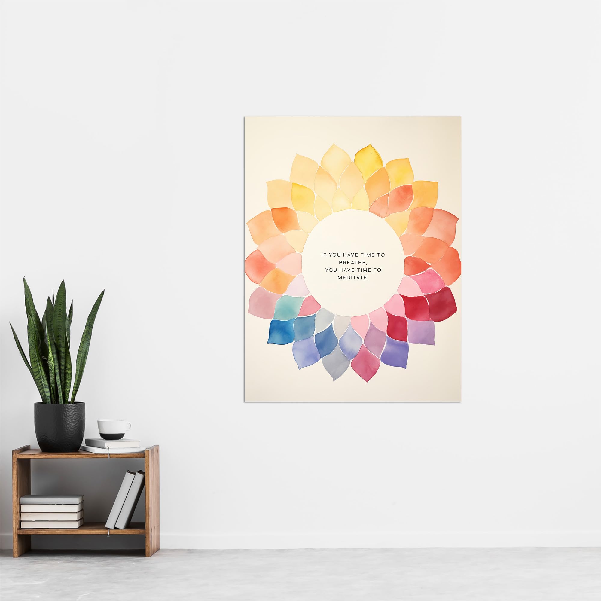 Artery8 Time to Breathe Time to Meditate Buddhist Mindfulness Quote Watercolour Mandala Buddha Meditation Enlightenment Vihara Extra Large XL Wall Art Poster Print - Image 4