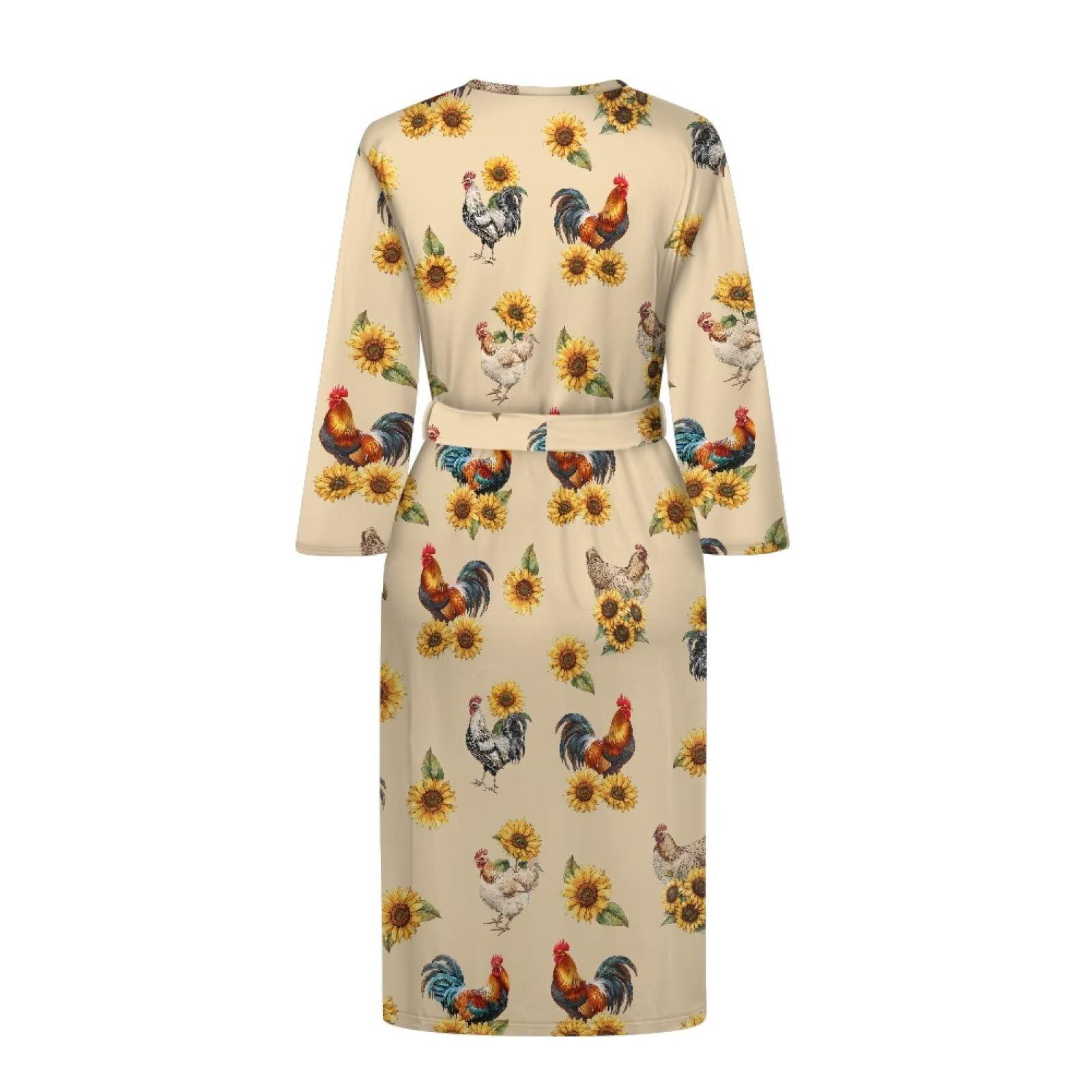 Biyejit Rooster - Camisón de manga larga con cuello en V para mujer, talla S-2XL, Gallo., L