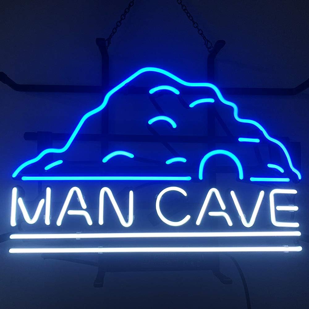 FINEON Man cave Real Glass Tube 17(w) insx13(h) ins Neon Sign Light for Beer Bar Pub Garage Room Bedroom Windows Gift Billboard FINEON Man cave Real Glass Tube 17(w) insx13(h) ins Neon Sign Light for Beer Bar Pub Garage Room Bedroom Windows Gift Billboard