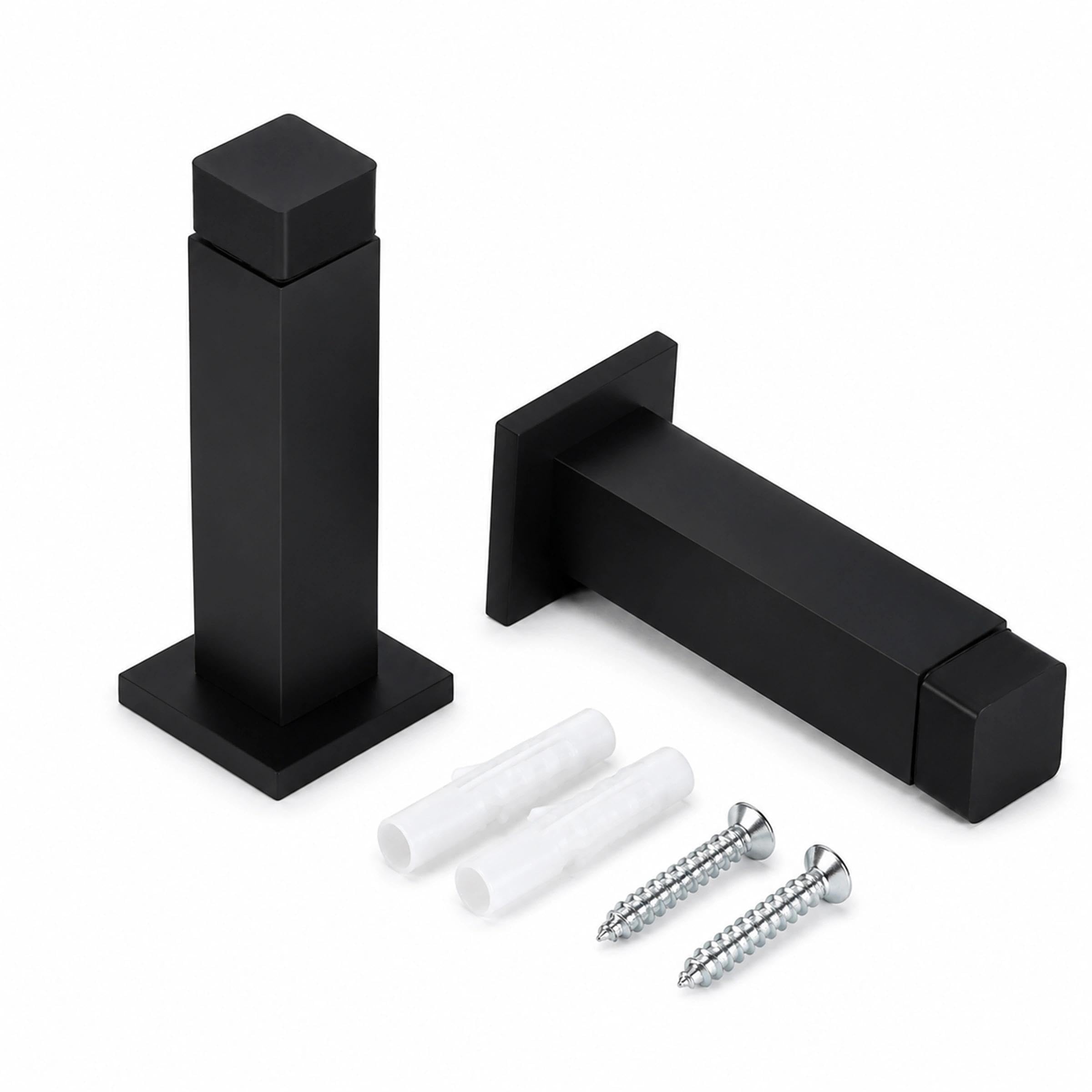 2Pcs Rectangular Stainless Steel Door Stops, Door Stoppers Wall Mounted