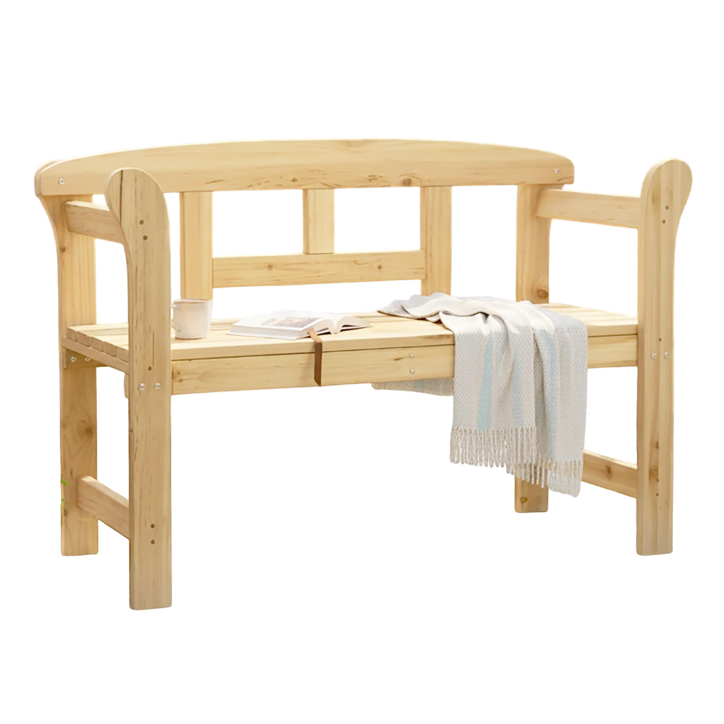 Spetebo Holz Parkbank für 2 Personen Belastbarkeit bis 180 kg - 118 x 78 cm - Massivholz Sitzbank 2-Sitzer mit Armlehnen - Gartenbank Holzbank Friesenbank Sitzmöbel für Balkon Terrasse Garten