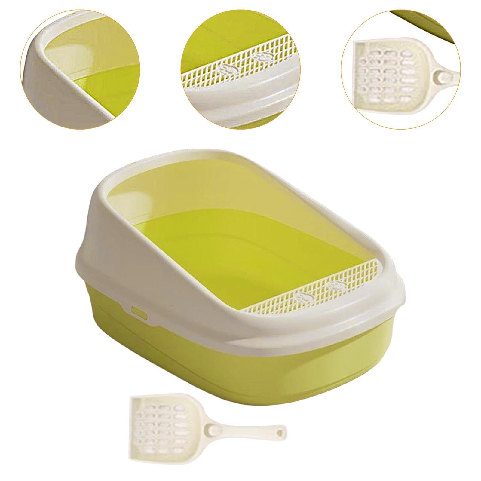 Katzenklo Halbgeschlossen Katzenstreu Box Katzen Toilette Katzenkiste Katzenwanne mit Trittschutzplatte Und Hoher Umrandung Glatte PP Fläche für Langl, XL Grün
