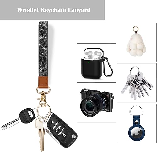 Vista 4 de WAVEYU Cartera con cordón con purpurina para mujeres y hombres, delgada con bloqueo RFID, funda para tarjetas de crédito, cartera pequeña con 6