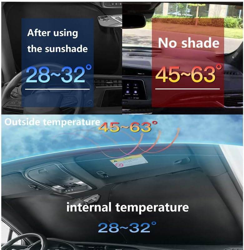 Miniatura 5 de Parasol para parabrisas de automóvil compatible con Ford Super Duty 2017-2023, parasol grueso de 6 capas plegable con una bolsa de almacenamiento UV