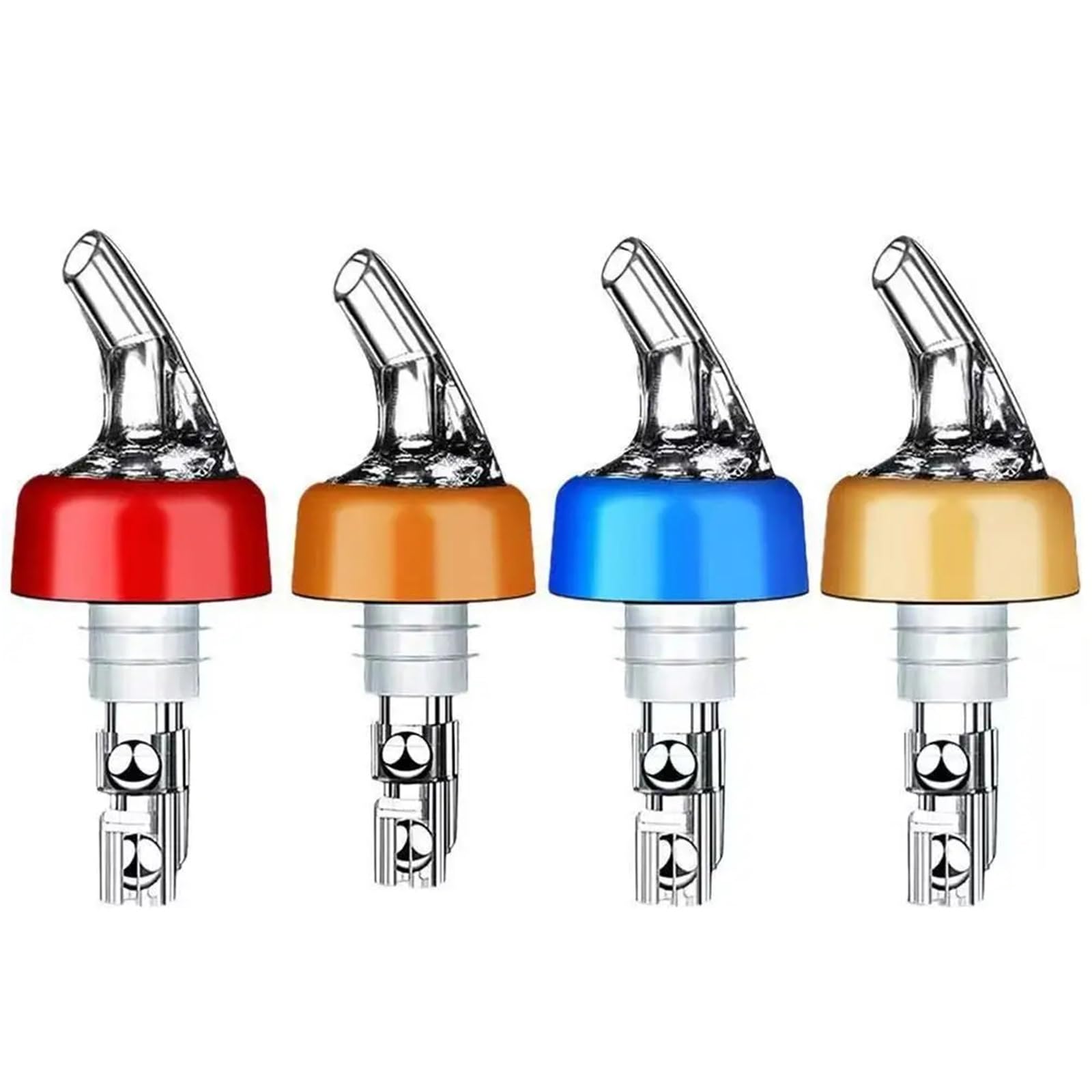 Bouchons de vin 8 pièces, bec verseur bouteille à mesure automatique avec bouchons anti-poussière for conserver le et Champagne frais(Rose Gold,45ml)