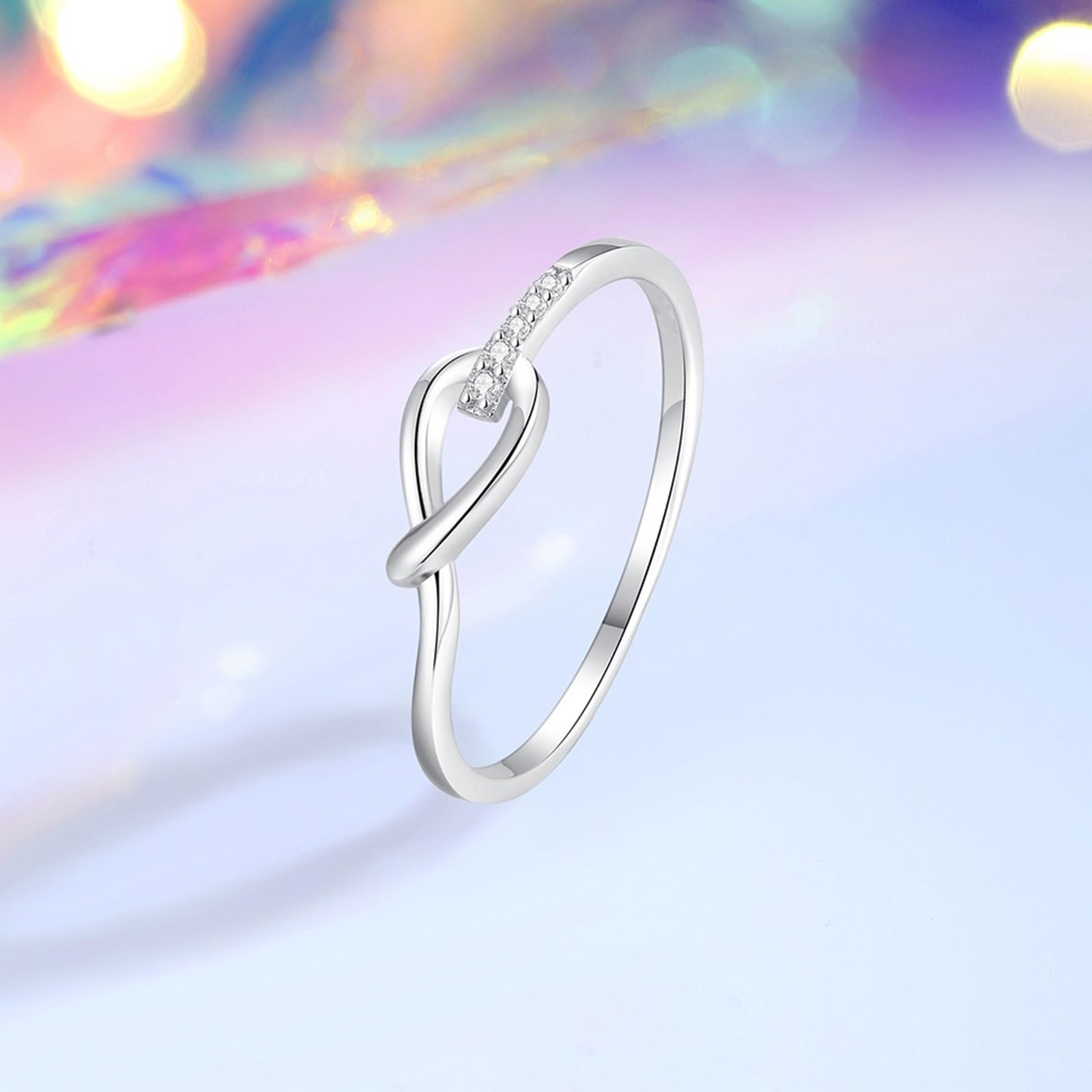 Anillo de boda para mujer, diamante y oro auténtico, oro blanco, delicado
