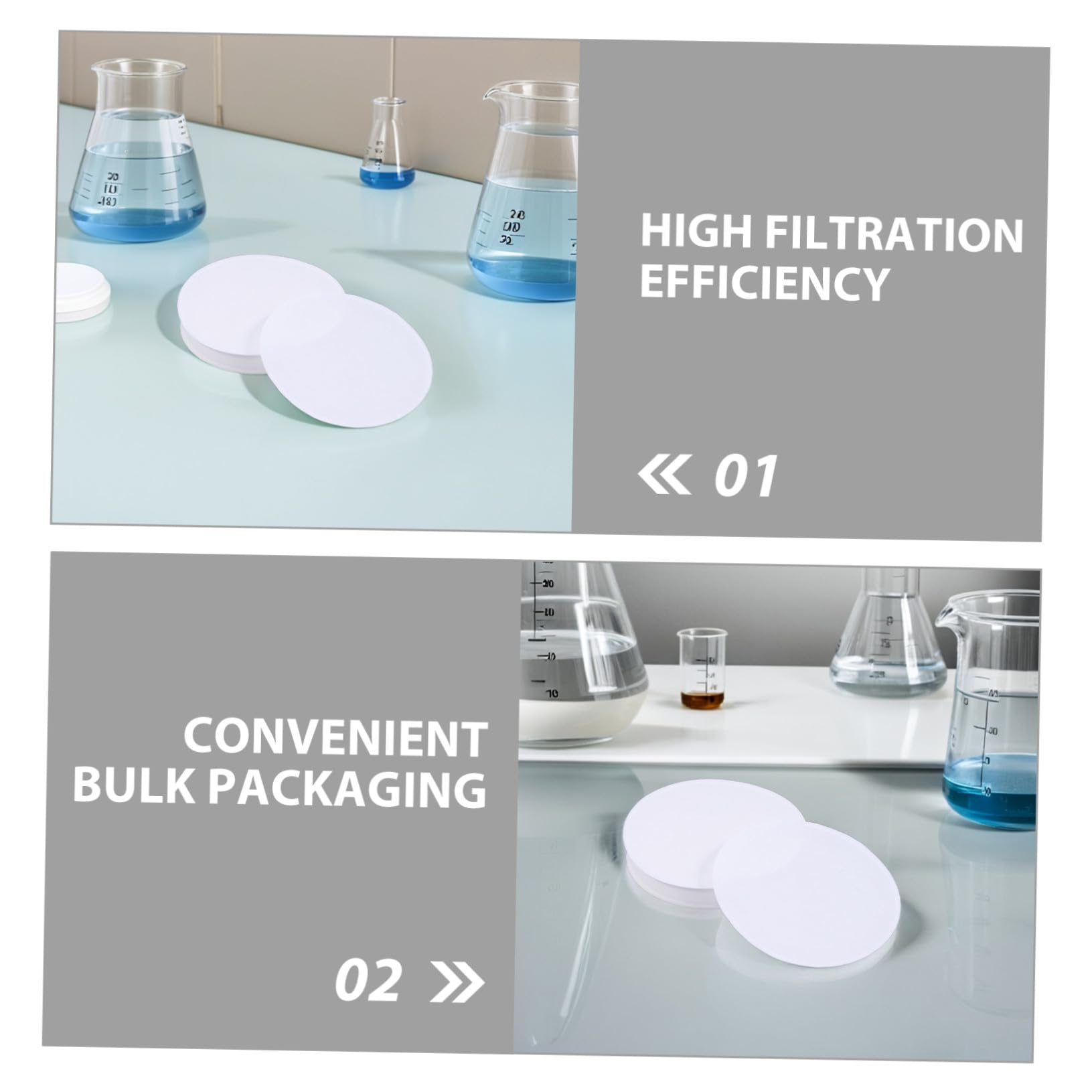 ABOOFAN 500 Pezzi Carta da filtro qualitativa a media velocità carta filtro acqua Filtri da laboratorio quantitativa bianca