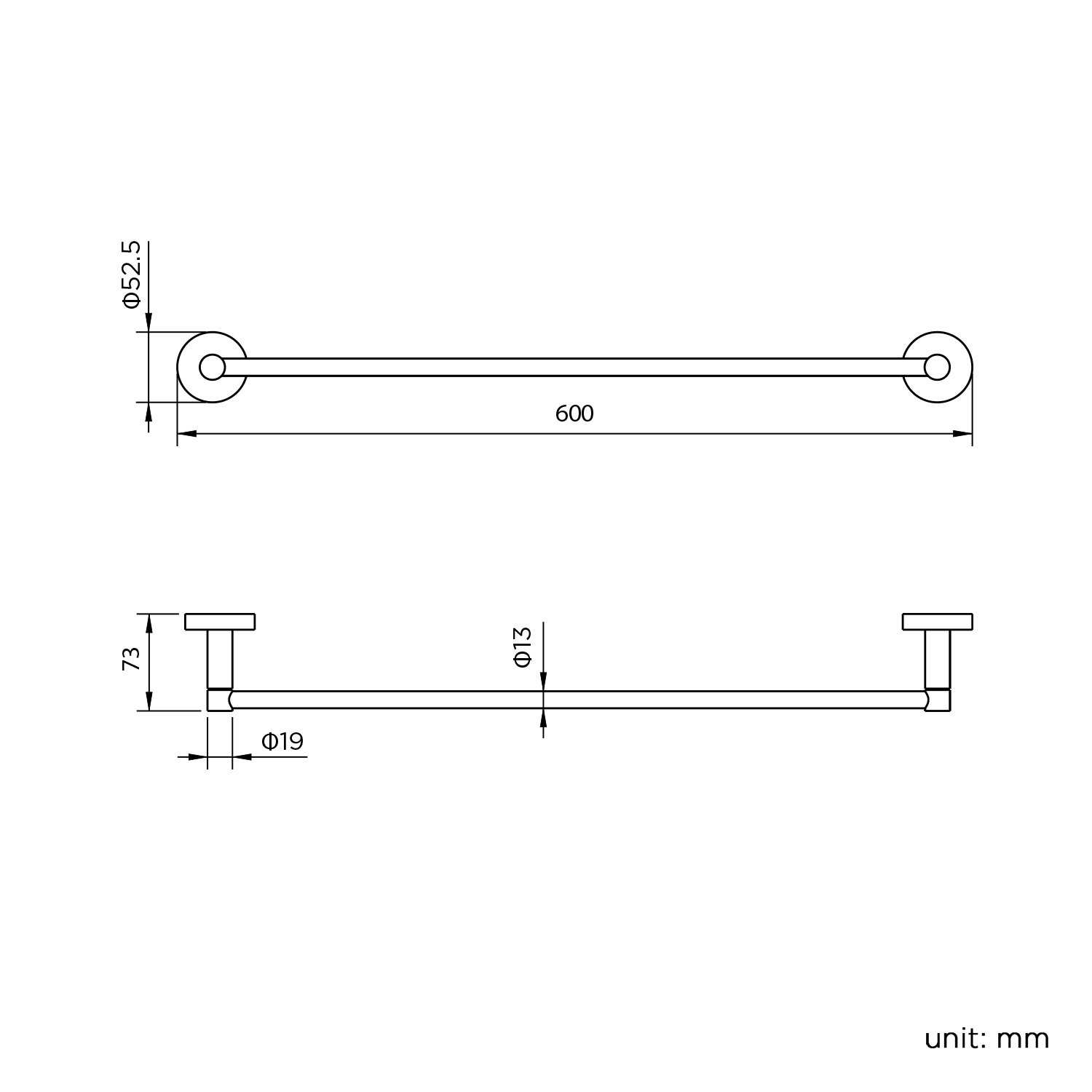 iBathUK Modern Wall Mounted Round Towel Rail Bar Stainless Steel with Anti-corrosion Zinc and Aluminium - Image 3