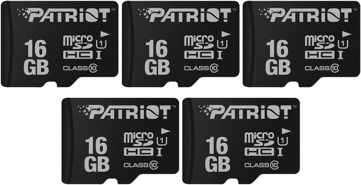 Patriot Memory LX Series Micro SD Flash Memory Card Black 16GB 5-Pack