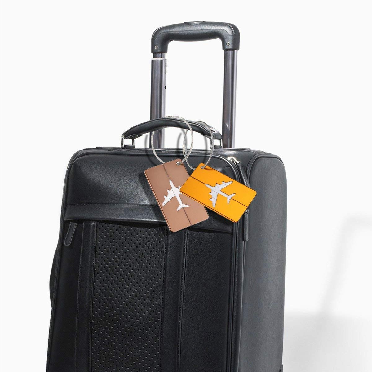 Étiquettes De Bagage Métal Zaplyte – Lot De 2 – Noir – Aluminium – Identification Valise