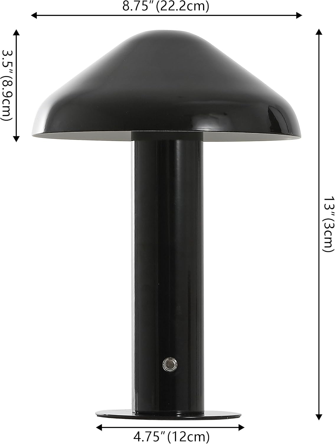 SAFAVIEH Lighting Collection Jace Black 13-inch Mushroom Table Lamp with Dimmer for Bedroom, Living Room, Home Office, Desk, Nightstand (LED Bulb Included)
