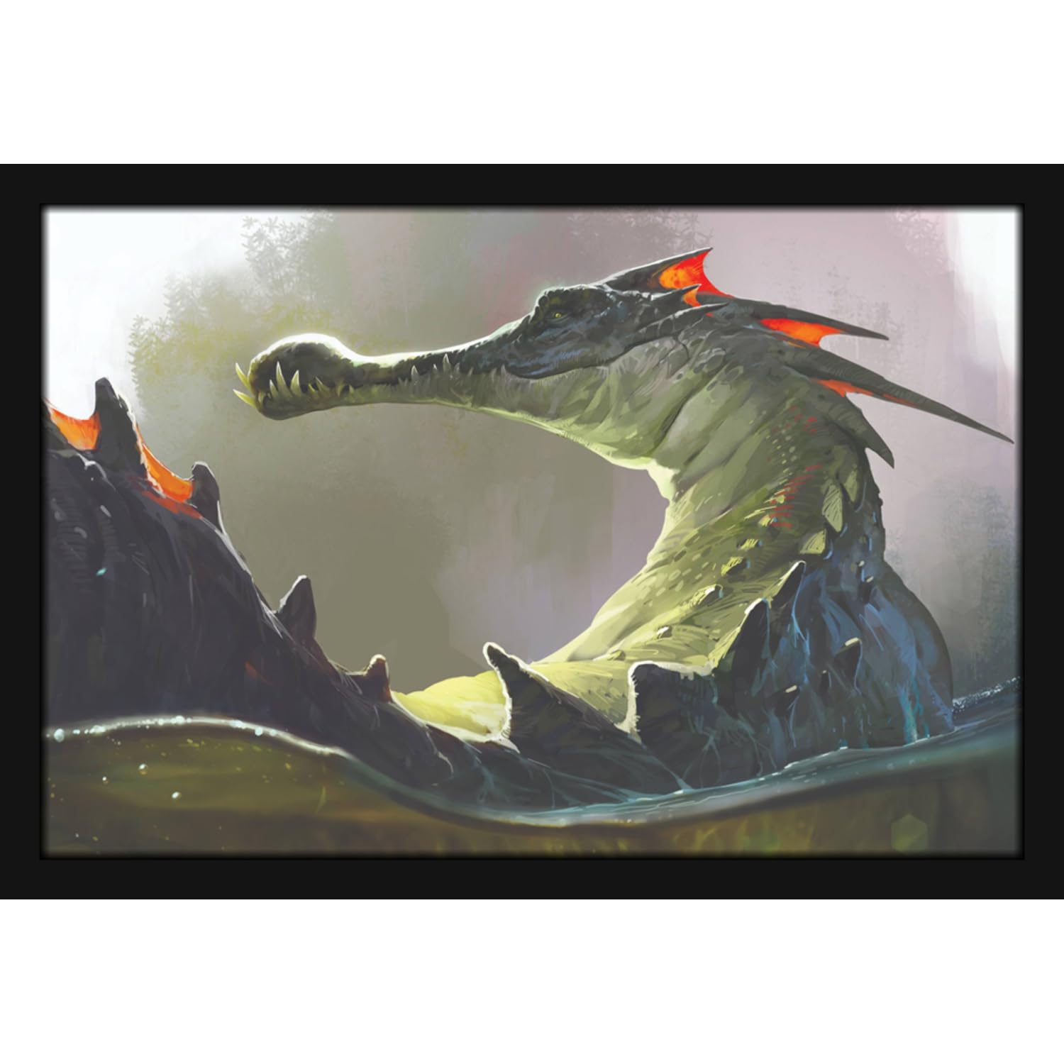 Mad Masters Dragon Fire Animal Painting Aesthetic Hanging Photo Frame Decorative Item Home Decoration and Wall Decor for Living Room and Bedroom (MM 166, 8x12 Inch, Paper, With Plexi Glass)