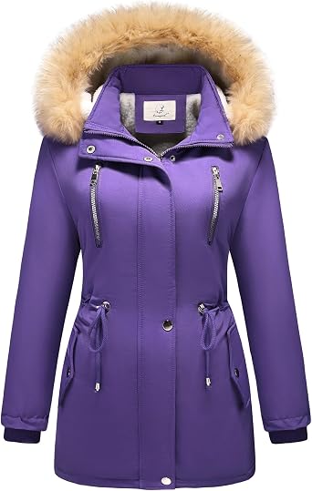 Lamgool Womens Sherpa Fleece Down Jacket Thicken Winter Coat Warm Parka with Hood