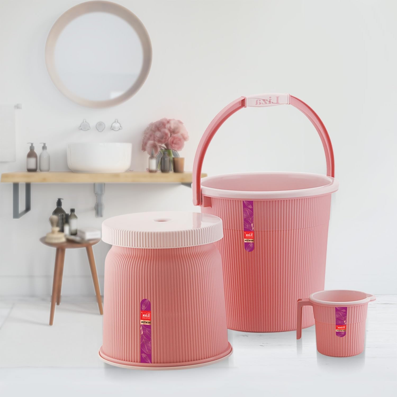 Liza Newton Bathroom Accessories Set Plastic Bath Set Bathroom Bucket ...