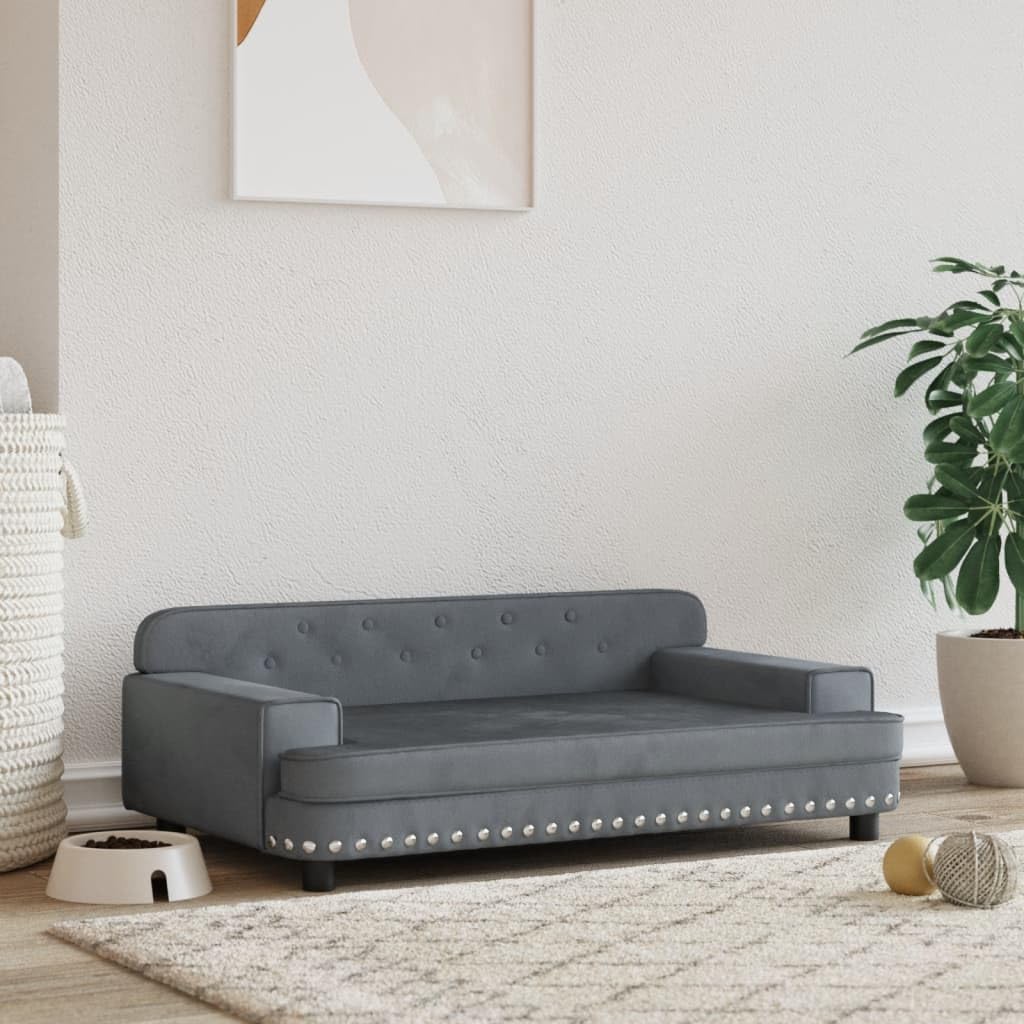 LAPOOH Lettino per Cani Grigio Scuro 90x53x30 cm in Velluto,Articoli per Animali,Animali Domestici - Articoli,Articoli per Cani,Lettini per Cani(SPU:171870)