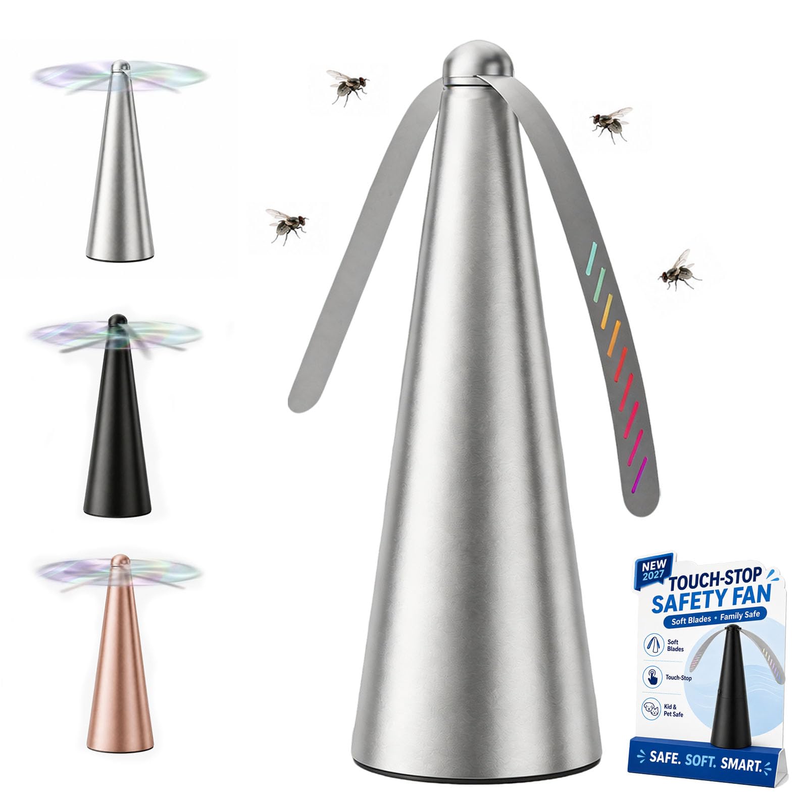 Fly Fans for Tables, Fly Repellent Fan with Usb Rechargeable, Fly Food Spinner for Table, Fly Bye, Keep Flies Away From Food, Indoor & Outdoor Use for BBQs, Picnics, Camping (1pcs-Silver)