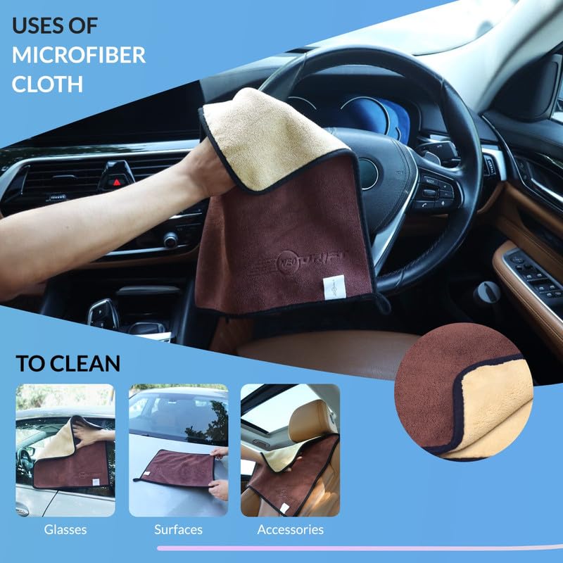 Neodrift 800 GSM Microfiber Cloth' - Ultra Soft Cleaning Cloth for Car, Bike - Highly Absorbent, Polishing, Detailing (Size - 40X60 Cm) (Set of 3 Pc) (Colour - Mix) -Multicolor - Image 3 thumbnail
