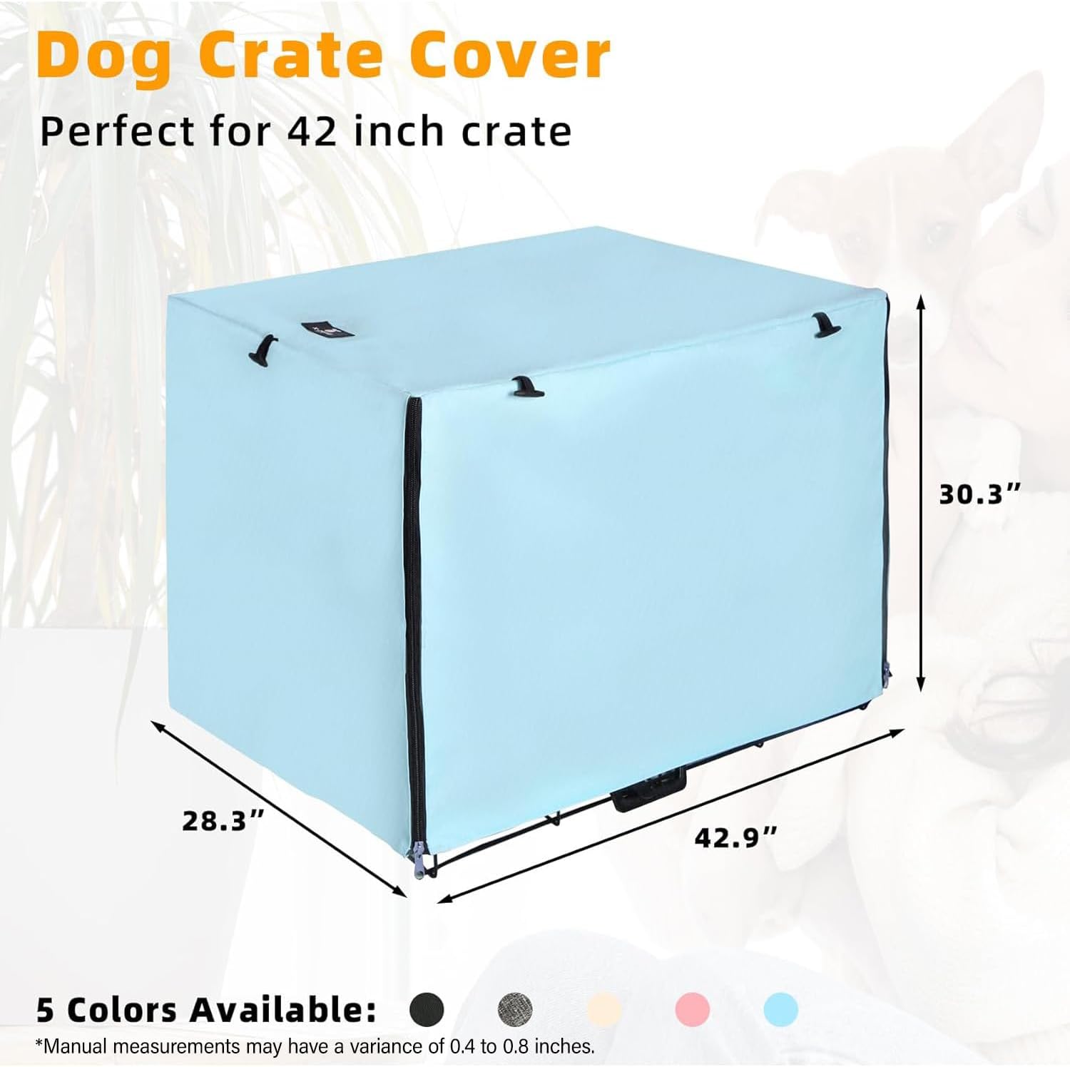 X-ZONE PET Double Door Dog Crate Cover - Polyester Pet Kennel Cover Fits 42 inches Wire Dog Cage Blue
