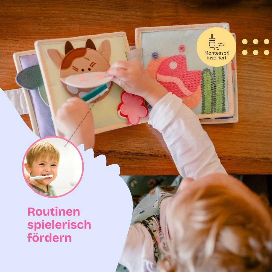 Jolly Designs – Mini Quiet Book Magischer Vogel – Montessori Spielzeug ab 18 Monaten – Motorik & Kreativität fördern – Busy Book aus Filz – Handgefertigtes Filzbuch – Perfekt für unterwegs & Reisen