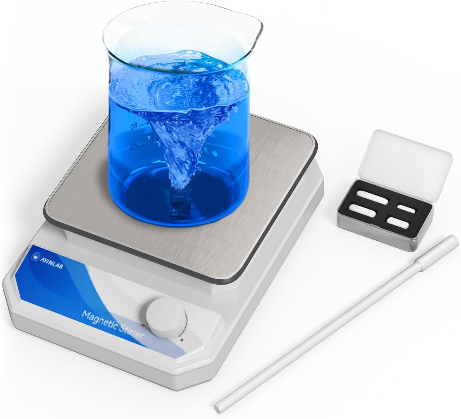 Magnetic Stirrer Set(4 Stir Bars & a Retriever), Strong Magnetic Stir Plate 3000rpm with Speed Control for Liquid Mixing, Magnetic Mixer for Chemistry, Lab, Yeast Starter, Drinks & DIYs