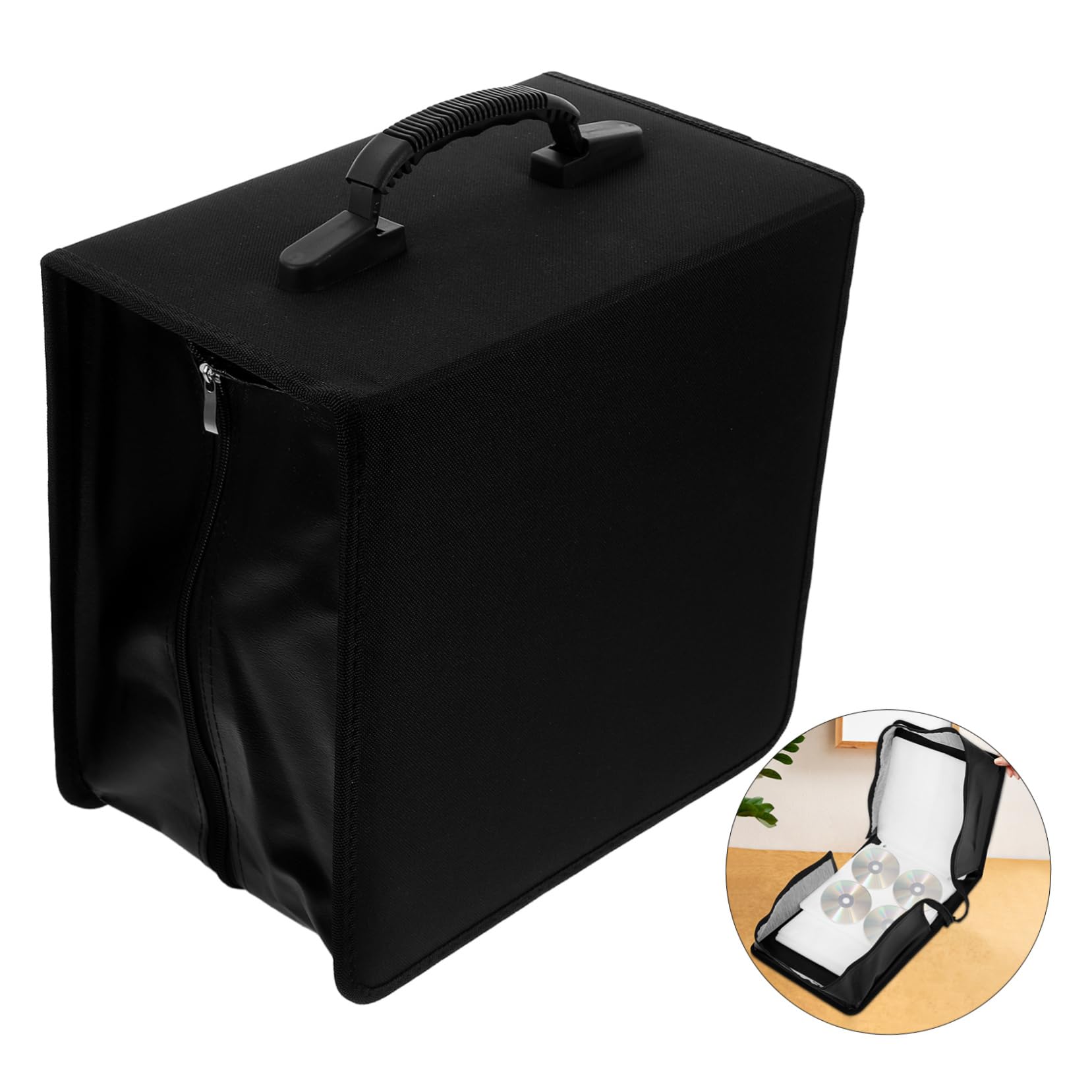 Zerodeko Porta CD per Auto in Pu con Maniglia per Contenere Fino Dischi Custodia per CD e Dvd per Proteggere da Graffi e Danni per Viaggio e Organizzazione