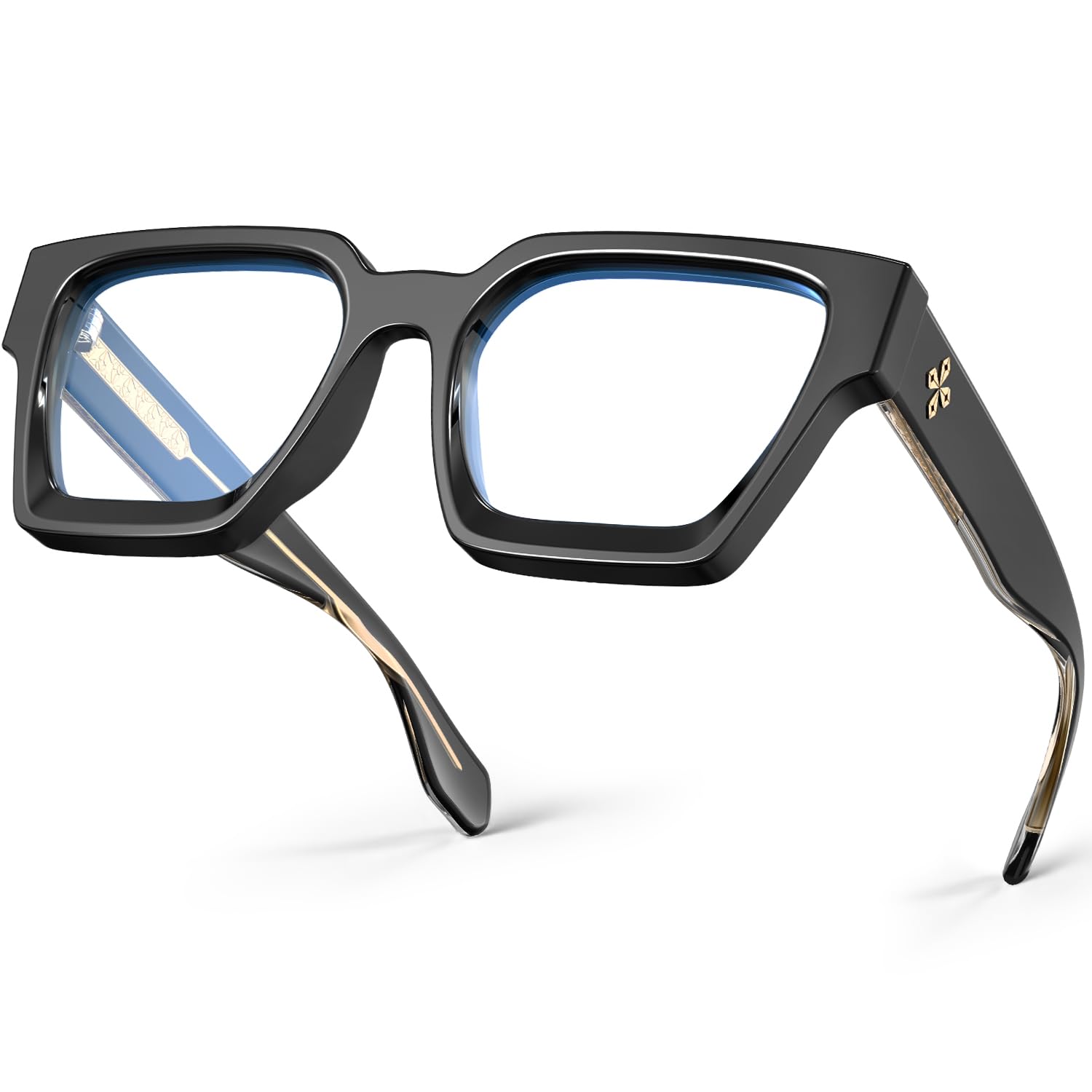 VISOONE Enhanced Version Rectangle Chic Preppy Look Blue Light Blocking Glasses for Women Men RIVER-LIGHTER