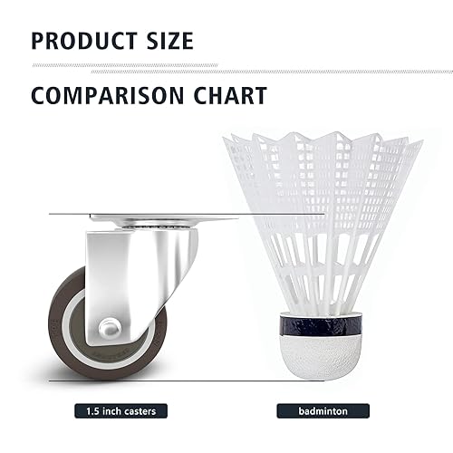 Miniatura 12 de 2" Casters Set of 4, Furniture Caster Wheels for Cart, Swivel Plate Castor, No Noise Rubber Wheels, Suitable for Workbench, Table