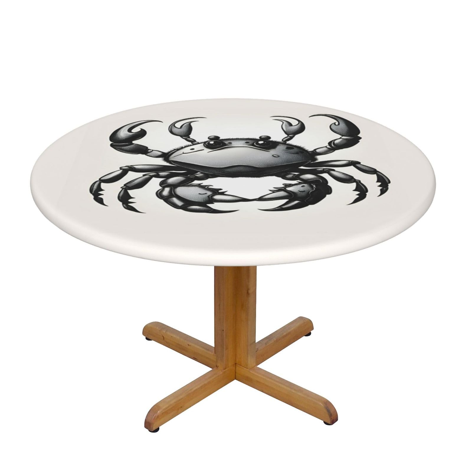 Cartoon Crab Print Wipe Clean Oval Tablecloth Stain-Resistant Dining Table Accessories Table Protector For Home