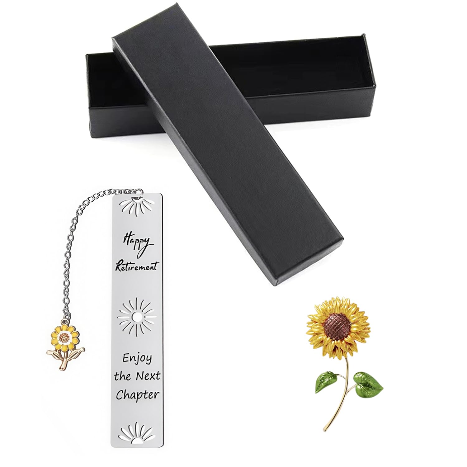 3 Sunflower Retirement Gifts, Stainless Steel Hollow Retirement Bookmarks, Suit Decoration Pins, Suitable For Colleagues, Teachers, And Friends.