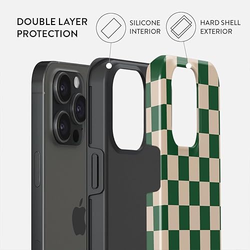 Miniatura 10 de BURGA Funda para teléfono compatible con iPhone 15 PRO MAX  Carcasa rígida híbrida de 2 capas + funda protectora de silicona  Piedra de jade verde