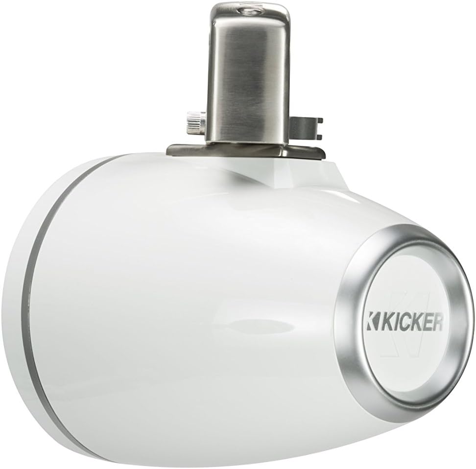 KICKER KMTC65W 6.5" Loaded Marine Wake Tower Enclosures with 45KM654L Speakers - White Grills and Enclosures