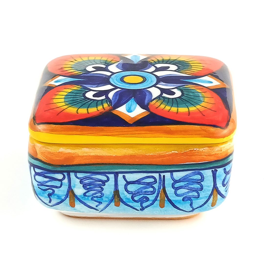 Deruta Ceramic Keepsake Box Hand Painted Italian Jewelry Box, Deruta Arte Jewelry Box, Italian Gifts Made In Italy, Italian Pottery, Italian Ceramics Made In Italy