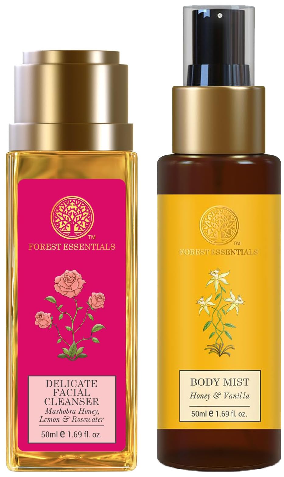Forest Essentials Travel Size Body Mist Honey & Vanilla & Forest Essentials Delicate Facial Cleanser Mashobra Honey Combo-image-43