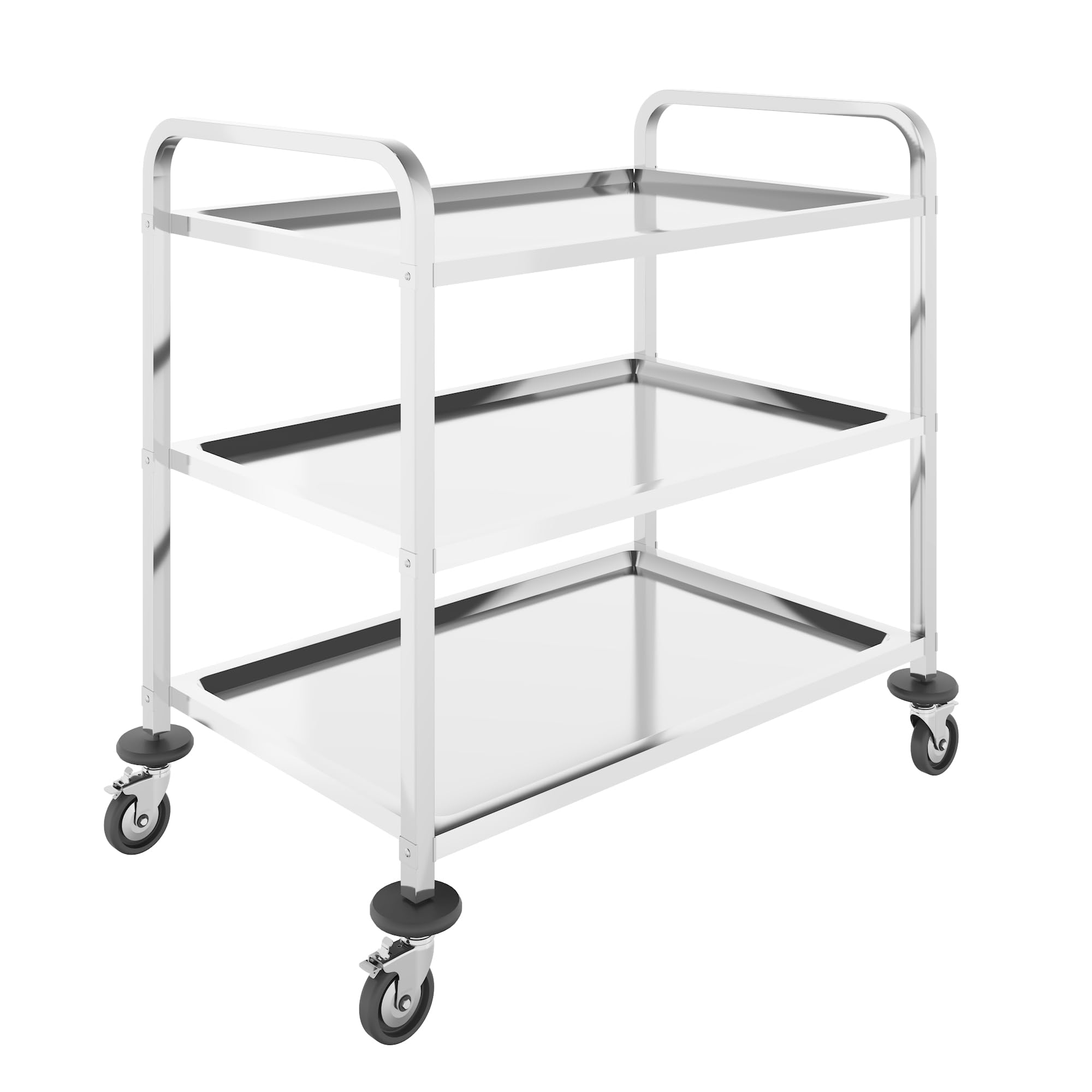 BLV Carrello Da Servizio In Acciaio Inox 3 Ripiani: Cucina, Hotel, Ospedali, 75x40x83 Cm, Con Ruote E Freni