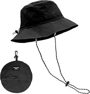 Langthering Waterproof Bucket Rain Hat with Chin Strap Quick Dry Packable Boonie Sun Hat Safari Hat UV Protection