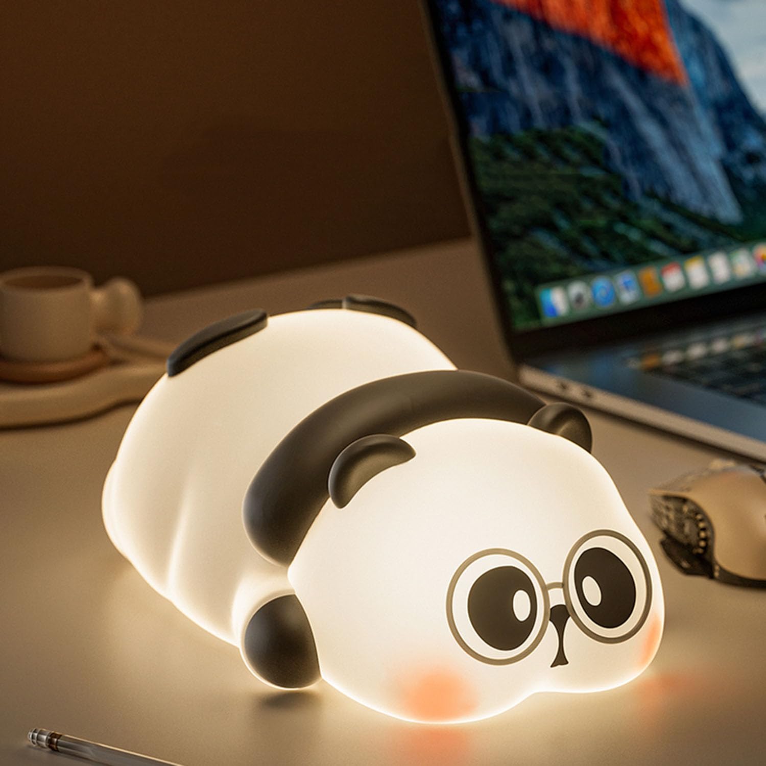 Cbdywvr Girls Light Cute Panda Night For Kids, 3-Level Dimmable Nursery Night, Rechargeable Silicone Squishy Touch Lamp With 30 Min Timer, Led Animal Bedside Lamp For Breastfeeding