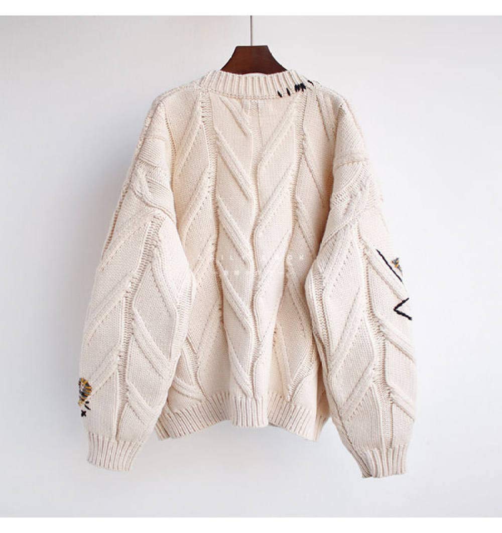 Damen Strickjacke Herbst Winter Damen Strickjacke Warm Strickpullover Jacke Tasche Stickerei Mode Mantel Lose Pullover