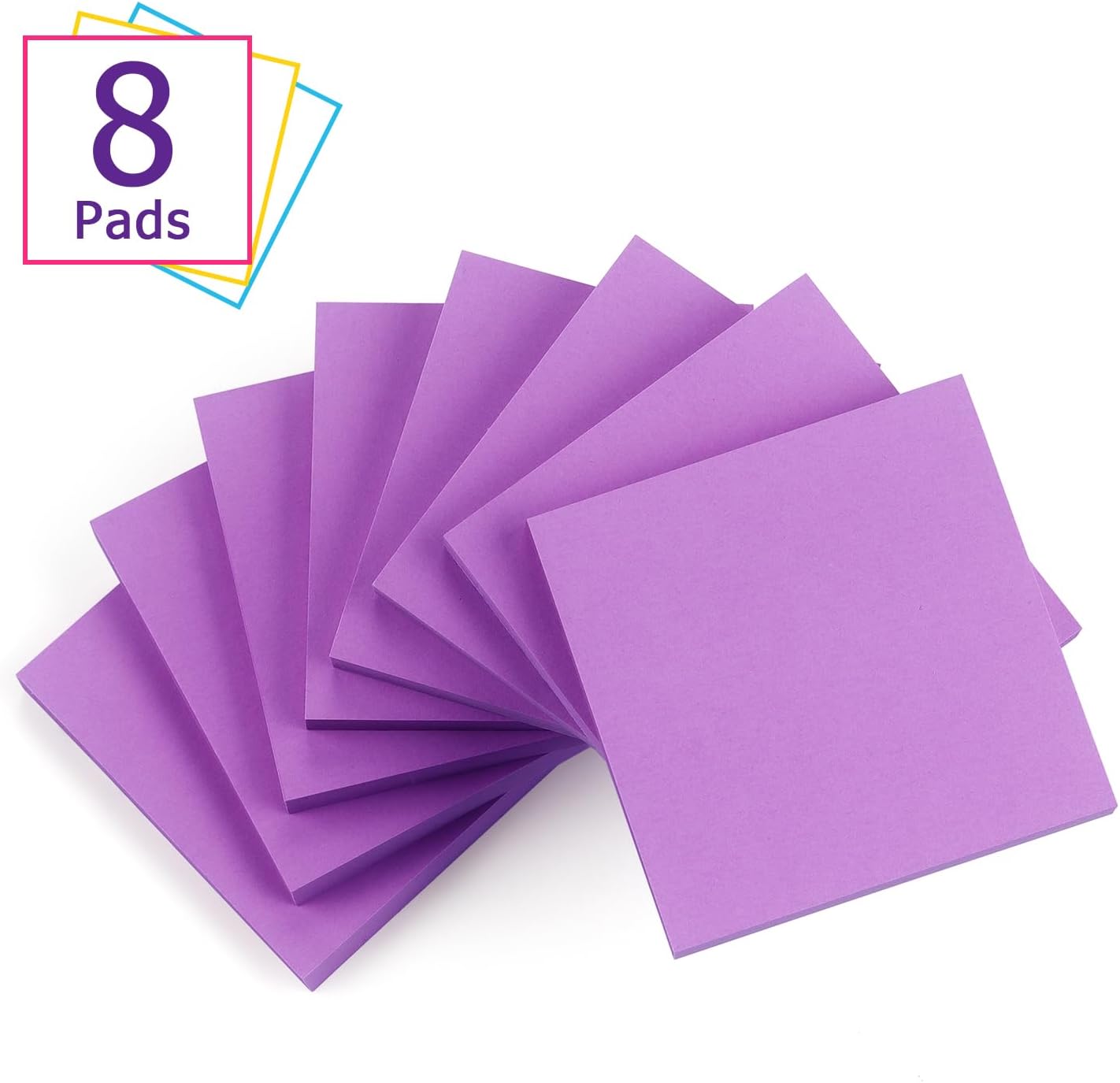 Sticky Notes 3x3 in, Self-Adhesive, 8 Pads, 80 Sheets/Pad (Purple) image 2