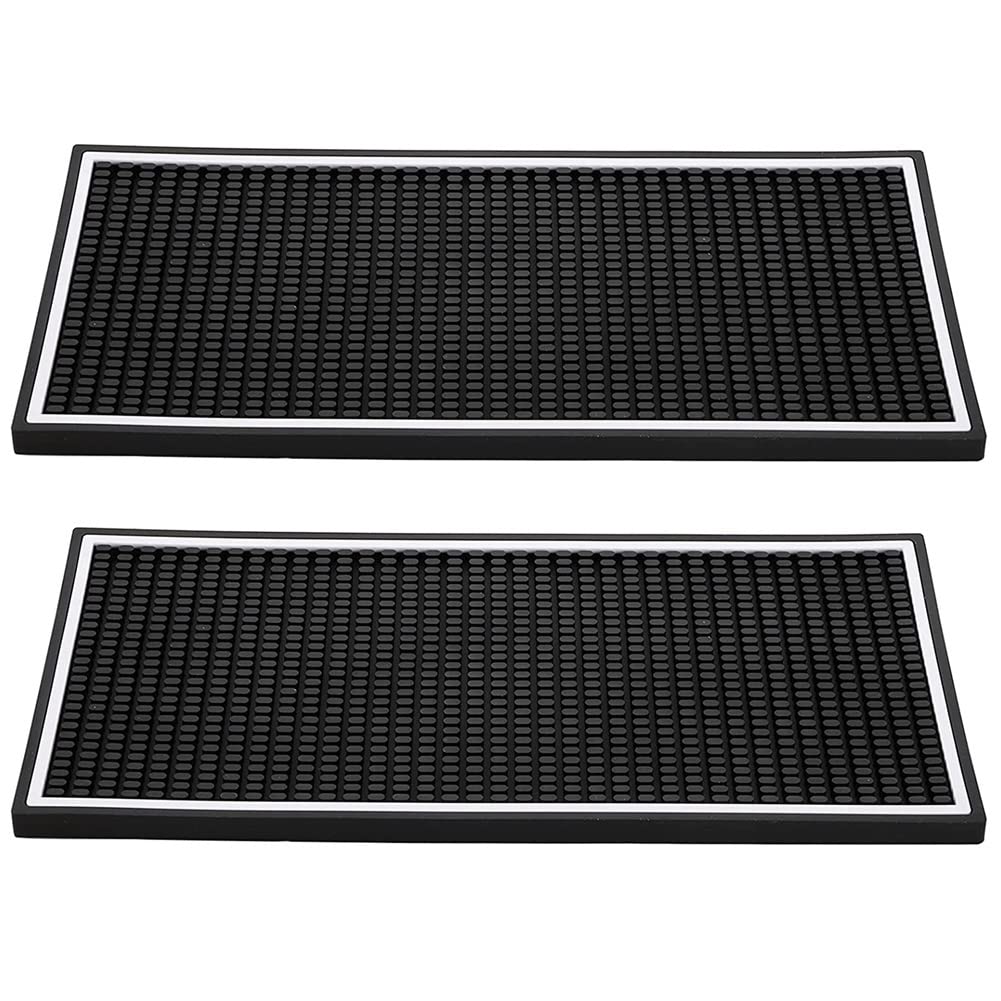 Tappetino Da Bar In PVC - Scolapiatti Antiscivolo 30x15 Cm - Per Cucina, Lavello E Bicchieri - Colore Nero - 2